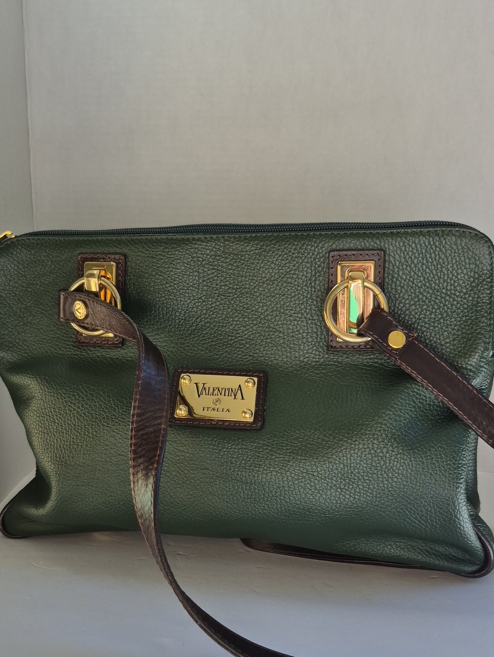Valentina Italia Hunter Green Leather Purse quiet luxury old money